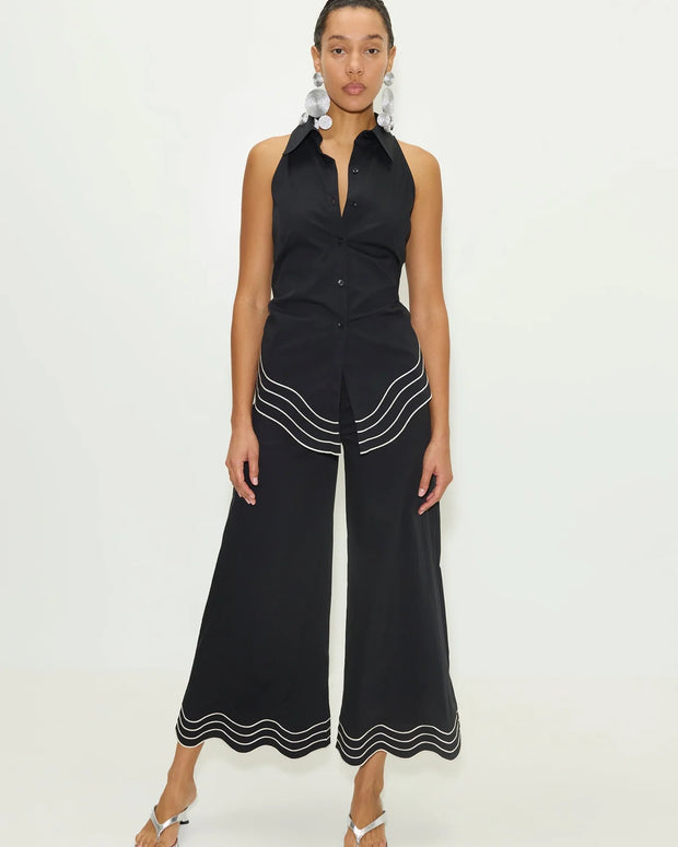 Wavy Cropped Poplin Pant