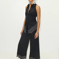 Wavy Cropped Poplin Pant