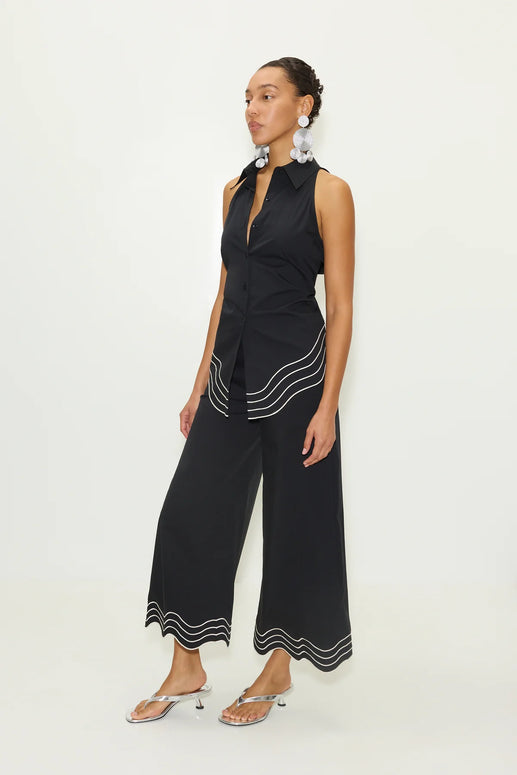 Wavy Cropped Poplin Pant