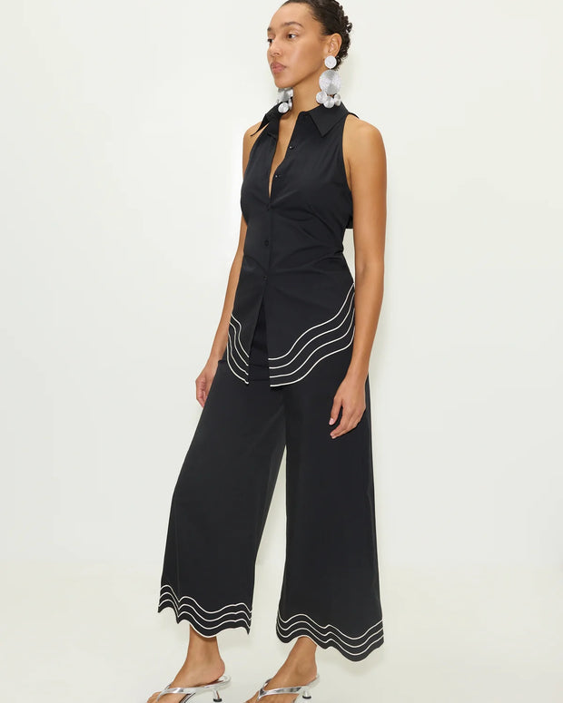 Wavy Cropped Poplin Pant