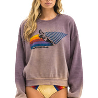 Aviator Nation Water Skier Crew Sweatshirt Faded Mocha 