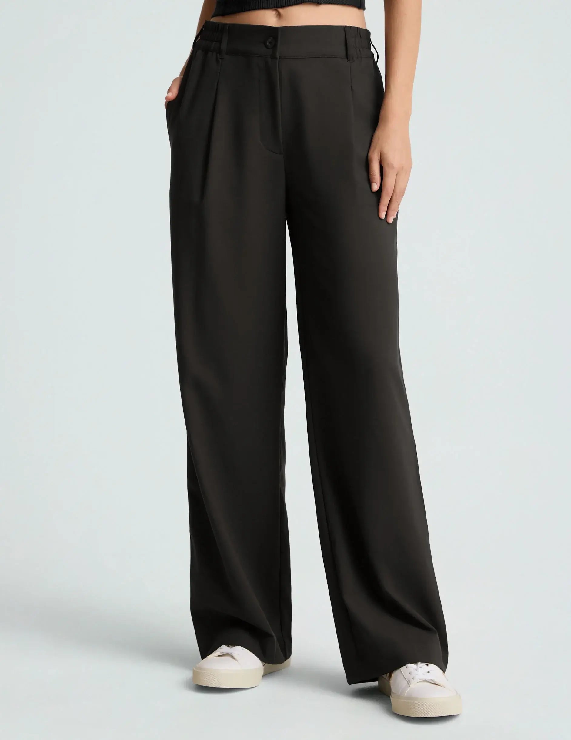 Beyond Yoga Status Wide Leg Trousers in Black