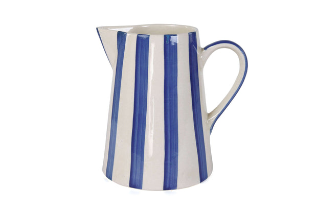 Casa Amarosa Ceramic Stripe Pitcher in Blue 