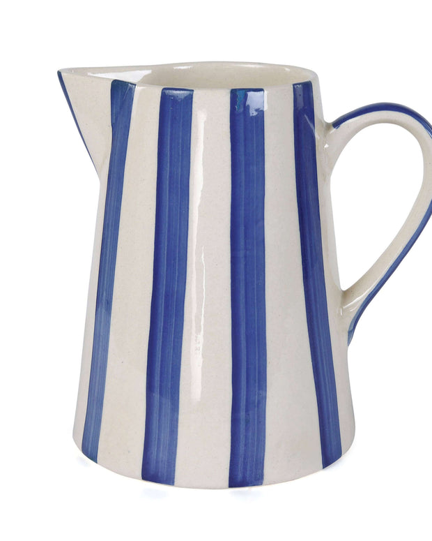 Casa Amarosa Ceramic Stripe Pitcher in Blue 
