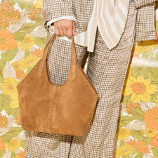 Abigail Suede Tote | Saddle Suede With Studs
