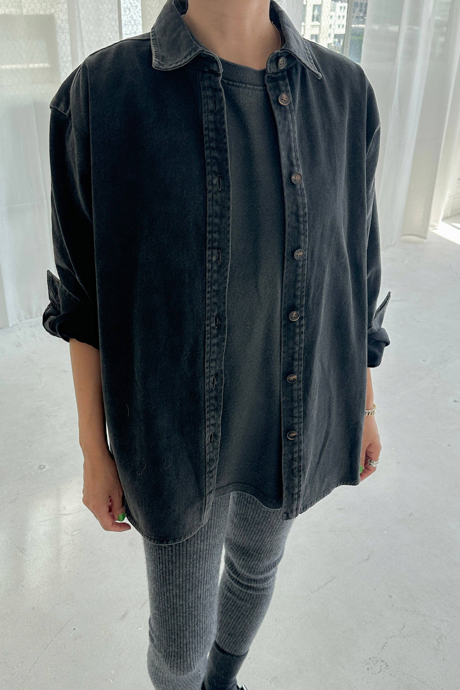 Le Bon Shoppe Theo Jacket in Washed Black Thin Denim Jacket 