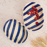 Casa Amarosa Ceramic Stripe Bowl Blue 