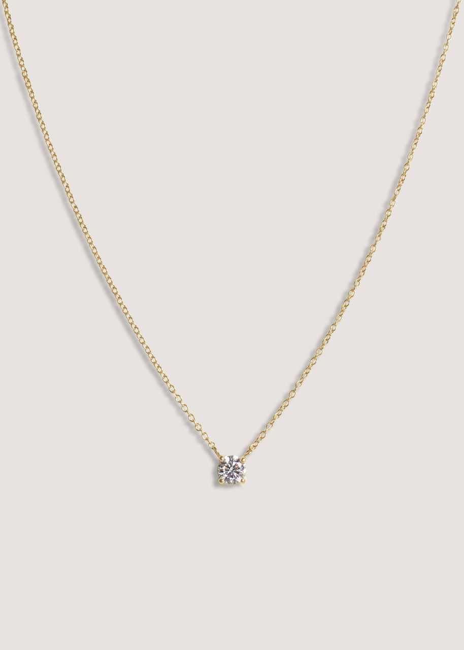 Kinn Solitaire Floating Round Diamond Necklace - Diamond Necklace 