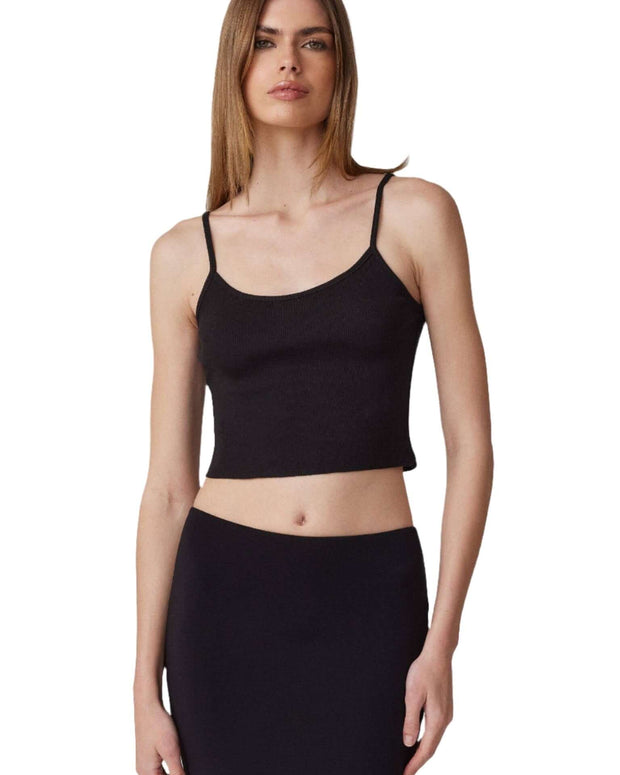 Lauren Tank Clyque Black - Spaghetti strap tank top - crop tank top 