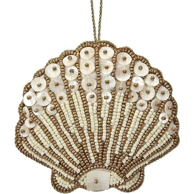 Scallop Gold Beaded Ornament