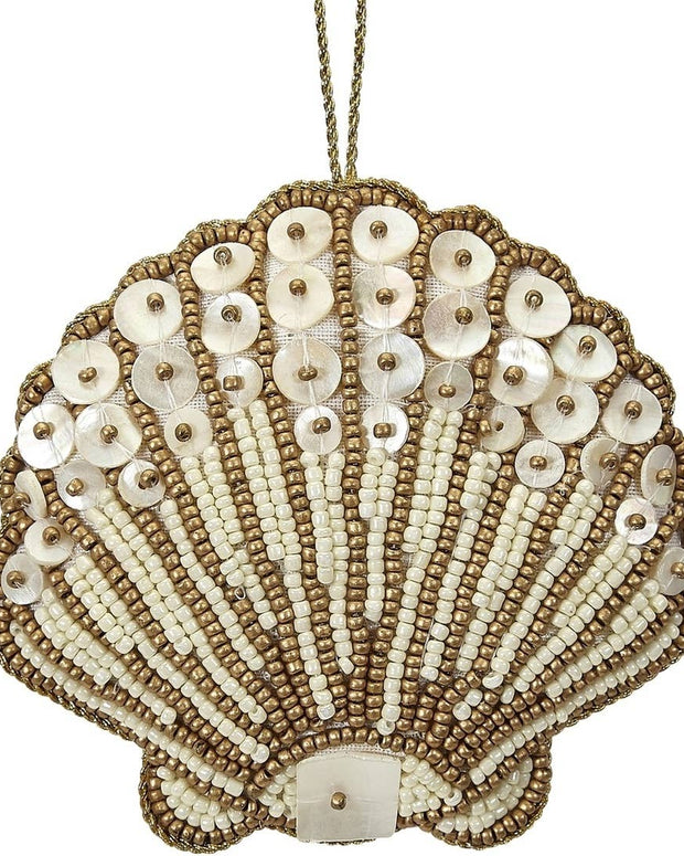 Scallop Gold Beaded Ornament
