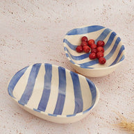 Casa Amarosa Ceramic Stripe Bowl Blue 