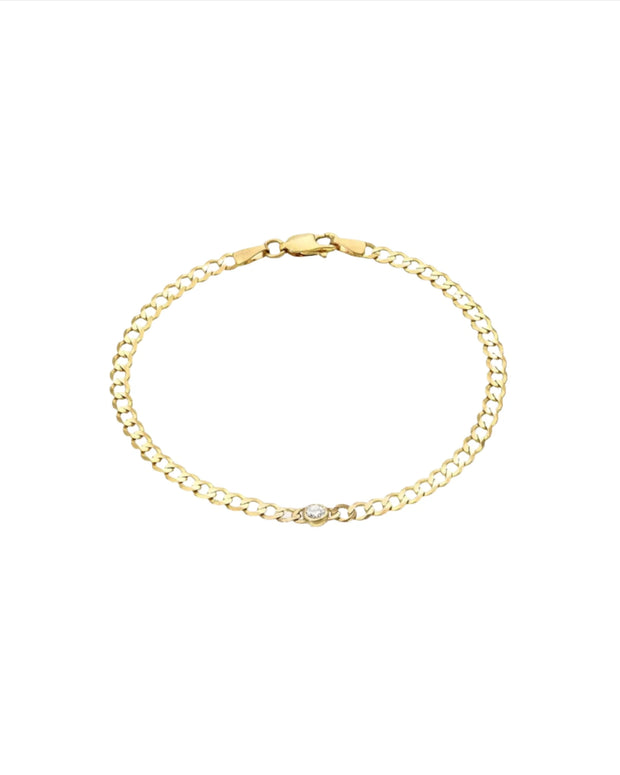 Bezel Diamond Cuban Link Bracelet - Room Eight - Zoe Lev