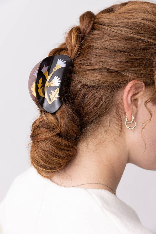 Milk Thistle Hair Claw | Dark Brown and Gold