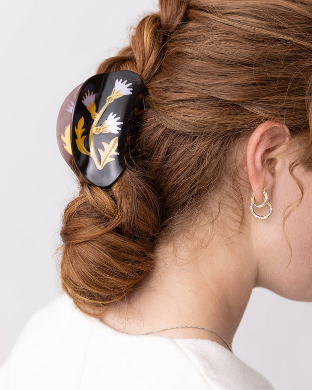Milk Thistle Hair Claw | Dark Brown and Gold