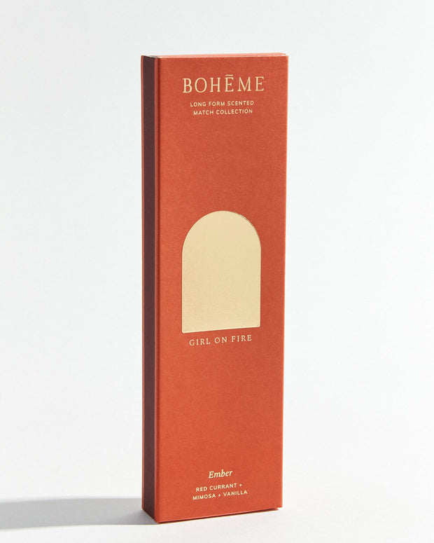 Boheme fragrance - scented matches - girl on fire - ember scent 