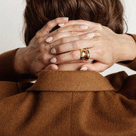 Maslo Jewelry Gold Domed Ring - Statment Ring - Cocktail Ring - Stacking Gold Ring - Nordic Gold Rings - Contemporary Womens Jewelery 
