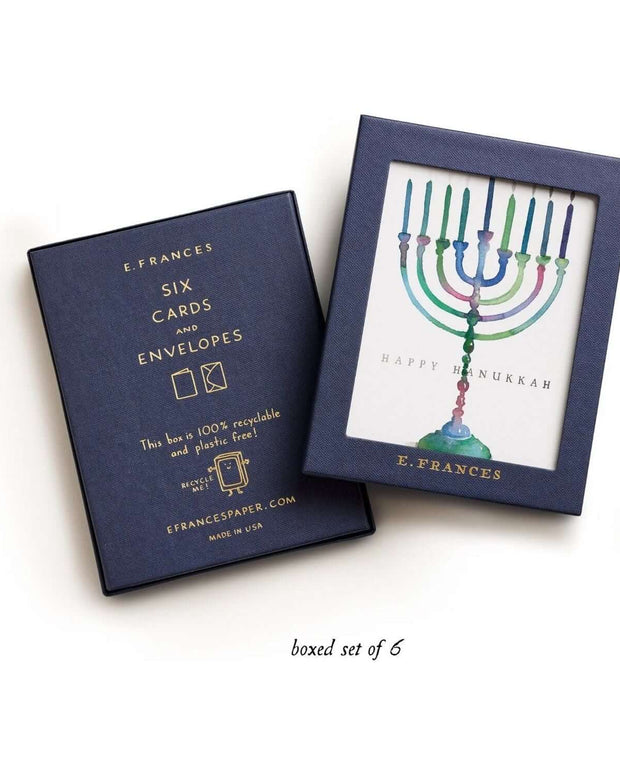 Colorful Menorah (Boxed Set of 6) | Hanukkah Card - Room Eight - E. Frances Paper