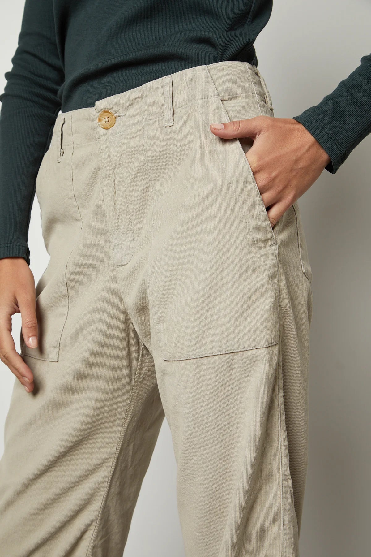 velvet vera pan - Vera Corduroy Wide Leg Pant - cropped - wide leg - utility pant - patch pockets - flattering silhouette pant