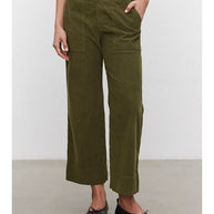 Vera Corduroy Pant in Aloe Velvet By Graham & Spencer - cotton corduroy pant - green corduroy pant