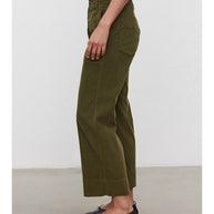 Vera Corduroy Pant in Aloe Velvet By Graham & Spencer - cotton corduroy pant - wide leg vera corduroy pant - green corduroy pant