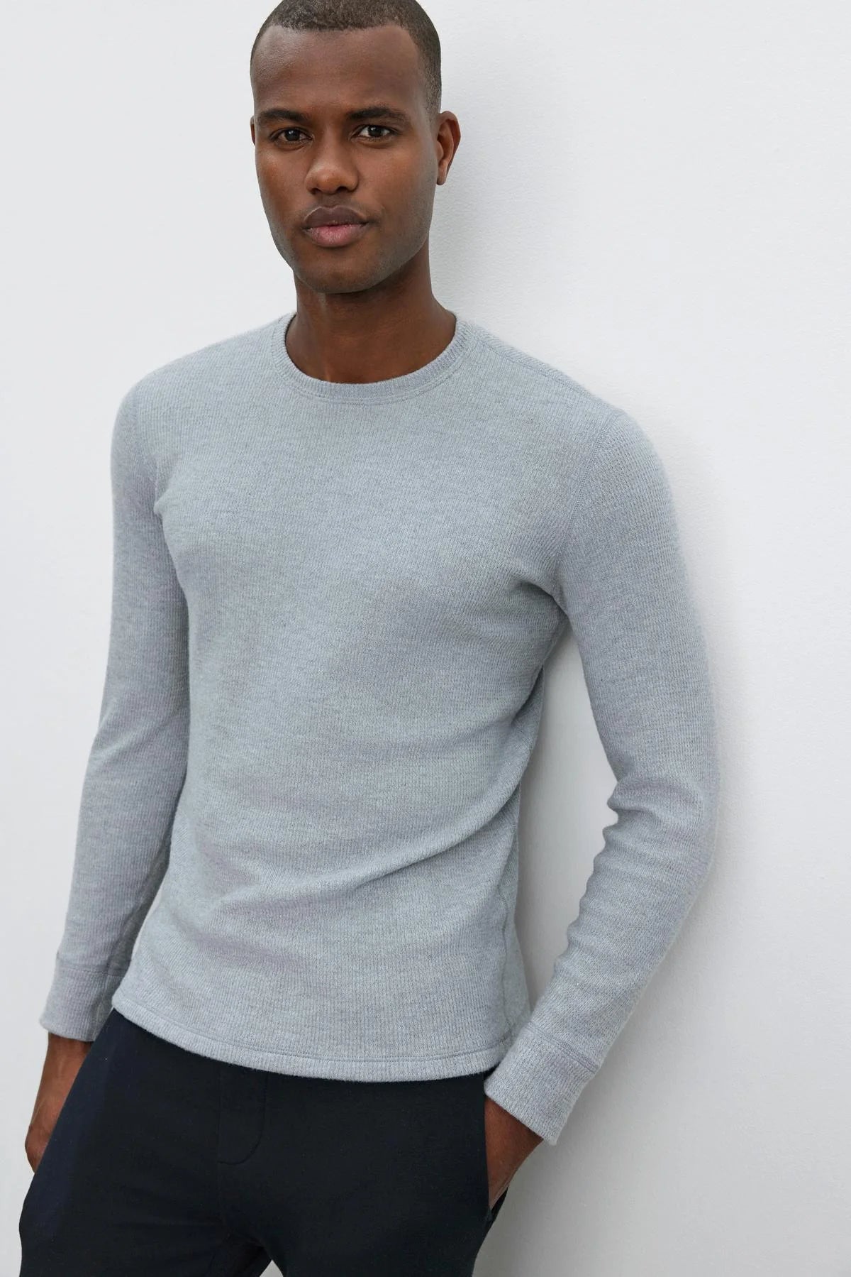 Velvet by graham and Spencer- Tobias crew long sleeve mens shirt - waffle shirt 