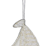 Sailboat White Beaded Ornament