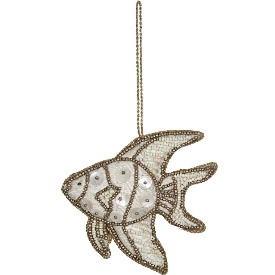Tropical Fish Gold Beaded Ornament