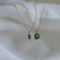 Emerald Octogon Pendant Necklace in Sold 14k Gold 