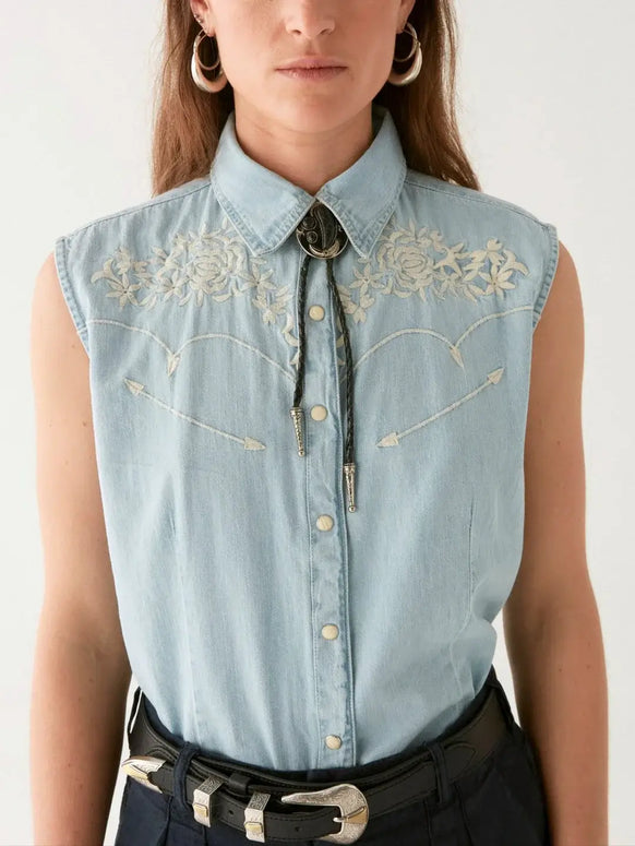 Maison Hotel Dallas Blouse in Mustang Blue