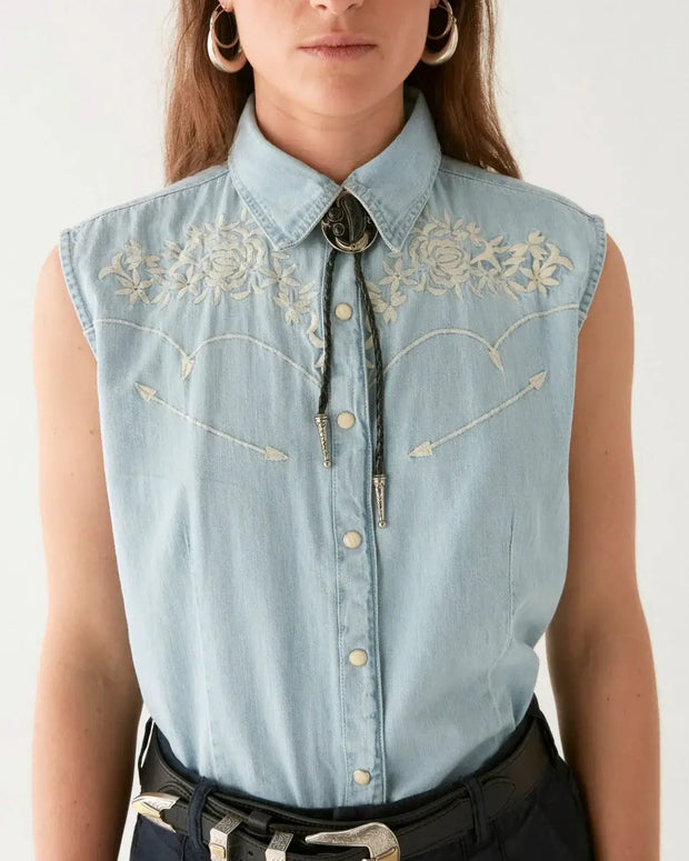 Maison Hotel Dallas Blouse in Mustang Blue