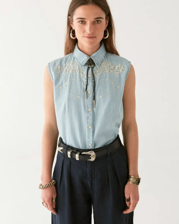 Maison Hotel Dallas Blouse in Mustang Blue