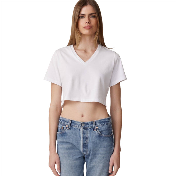 Clyque bash v neck crop top - white
