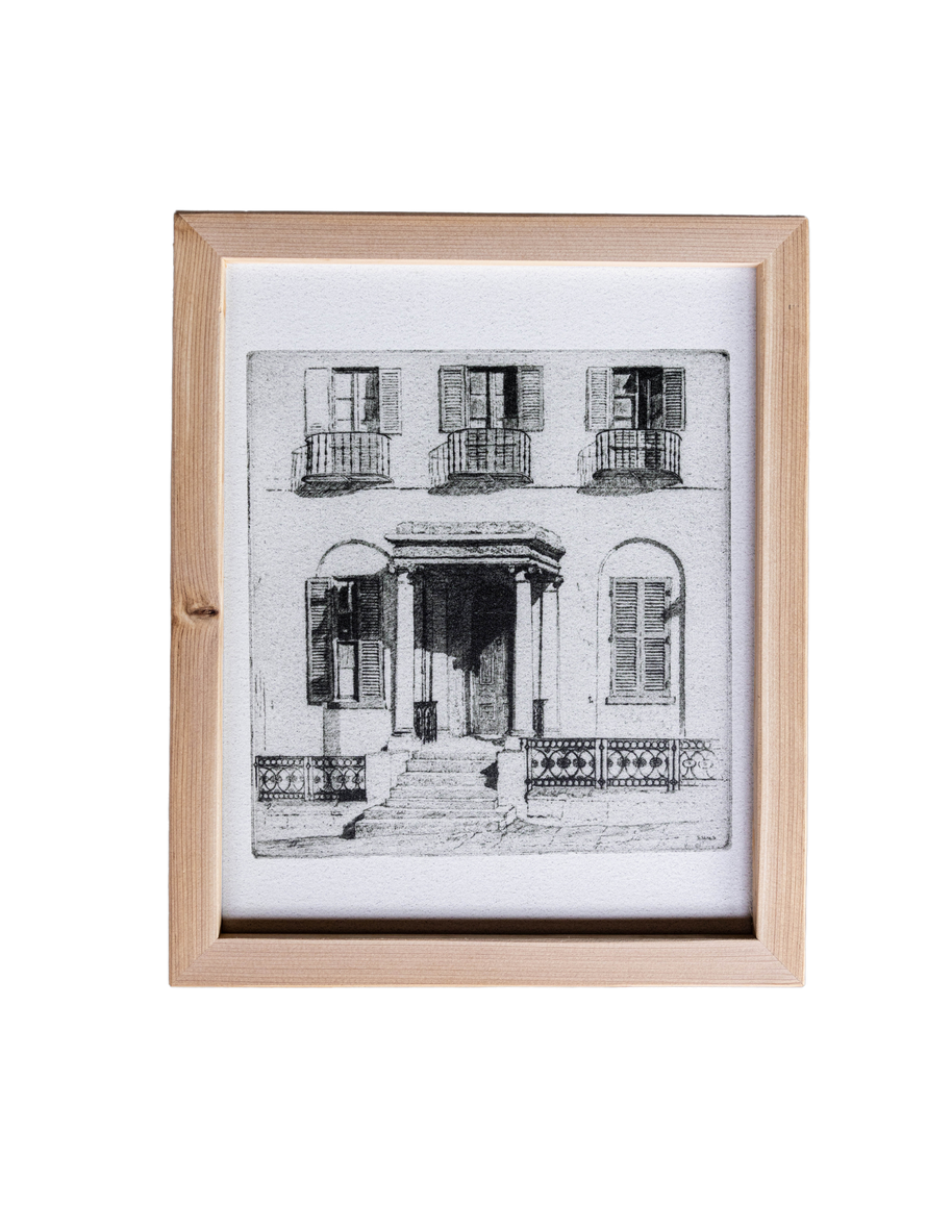 Gallery Wall Pre Framed Art Print - Wood Frame- Italian Chateau Pine Sketch Phot 
