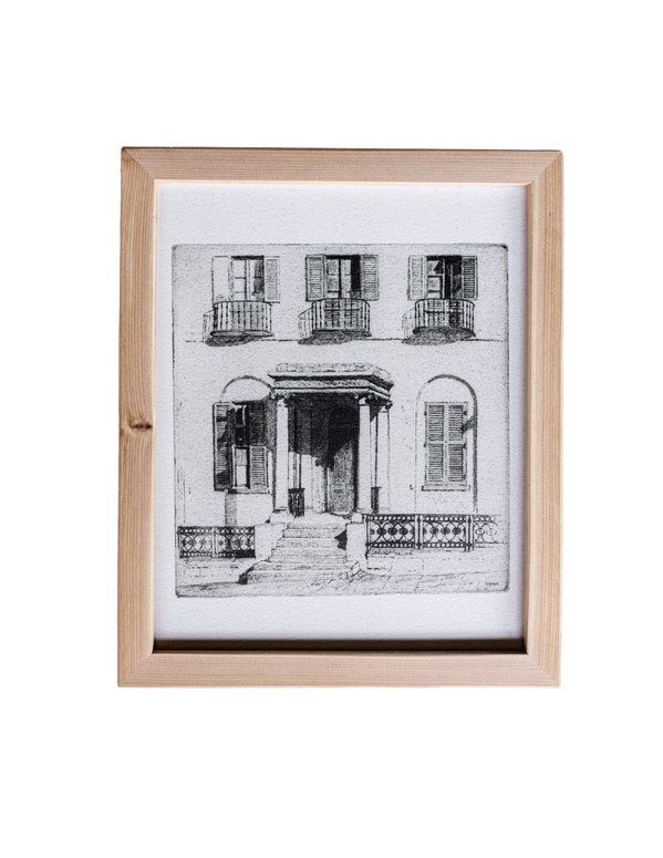 Gallery Wall Pre Framed Art Print - Wood Frame- Italian Chateau Pine Sketch Phot 