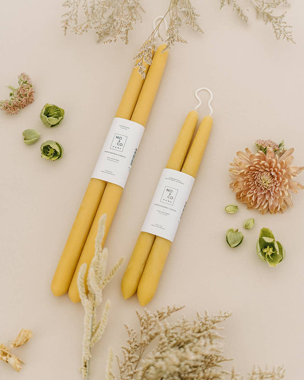 Natural Gold | Dipped Beeswax Taper Candles | All Natural