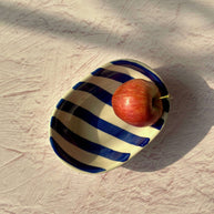 Casa Amarosa Ceramic Stripe Bowl Blue 