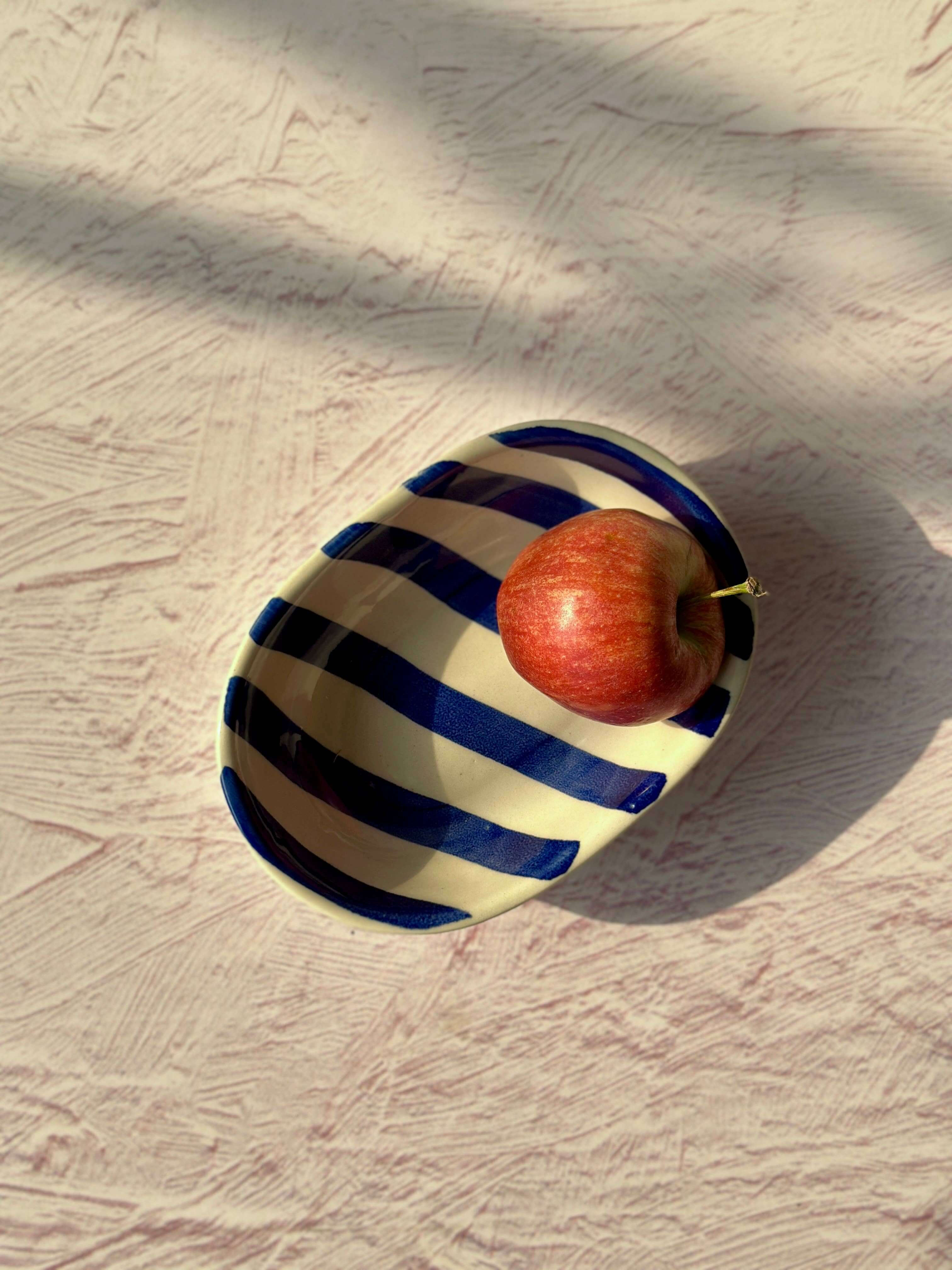 Casa Amarosa Ceramic Stripe Bowl Blue 