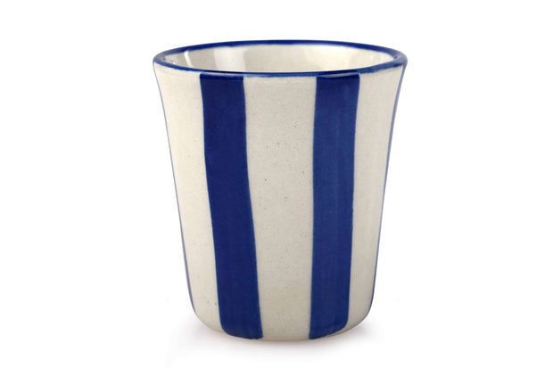 Casa Amarosa Ceramic Blue Stripe Drinking Glass