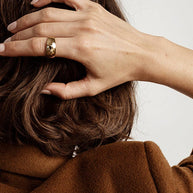 Maslo Jewelry Gold Domed Ring - Statment Ring - Cocktail Ring - Stacking Gold Ring - Nordic Gold Rings - Contemporary Womens Jewelery 