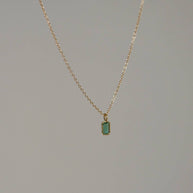 Emerald Baguette Pendant Necklace 14kt gold fine jewelry 