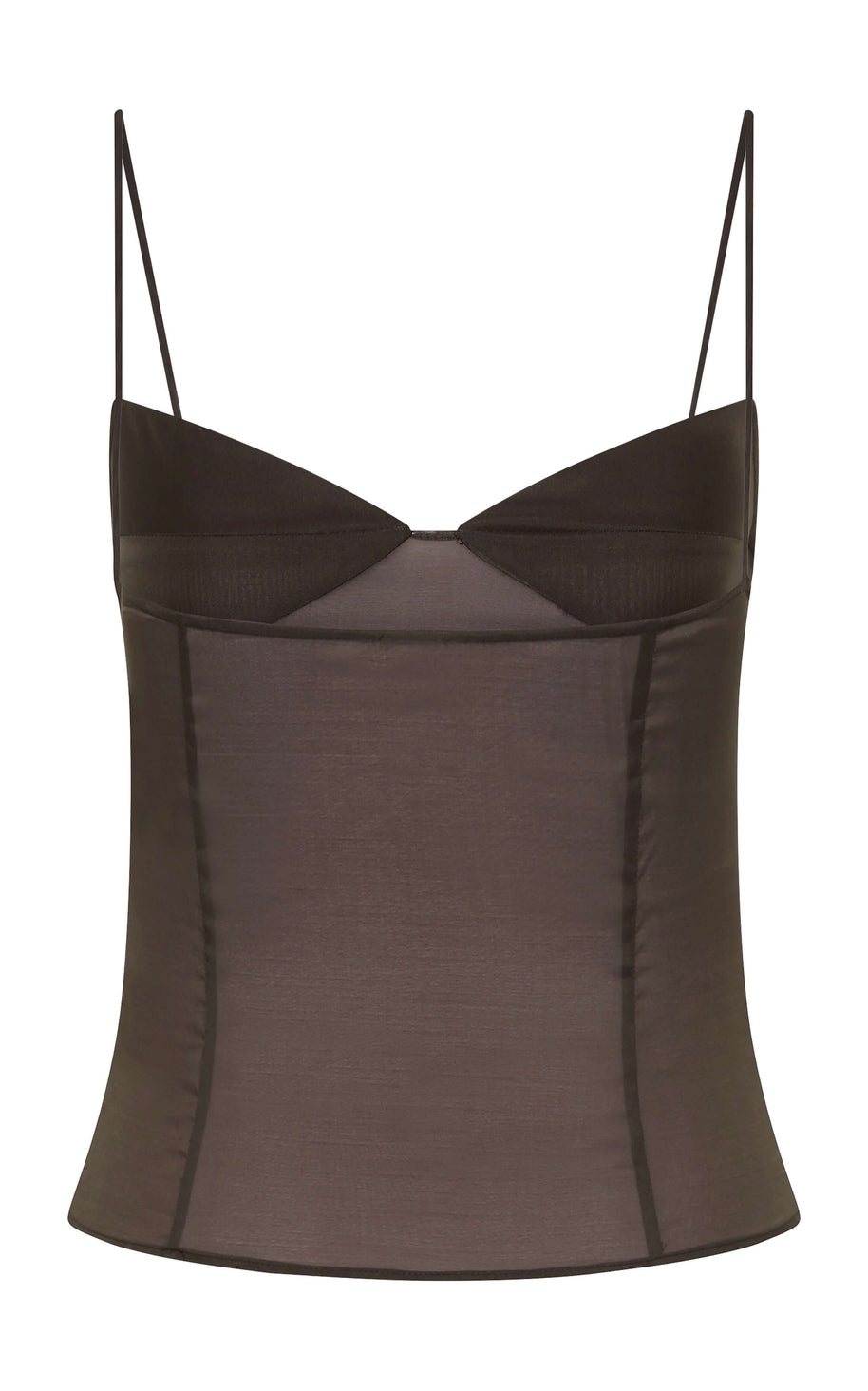 St. Agni Transparent Silk Cami in Black Olive 