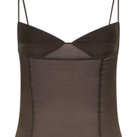 St. Agni Transparent Silk Cami in Black Olive 