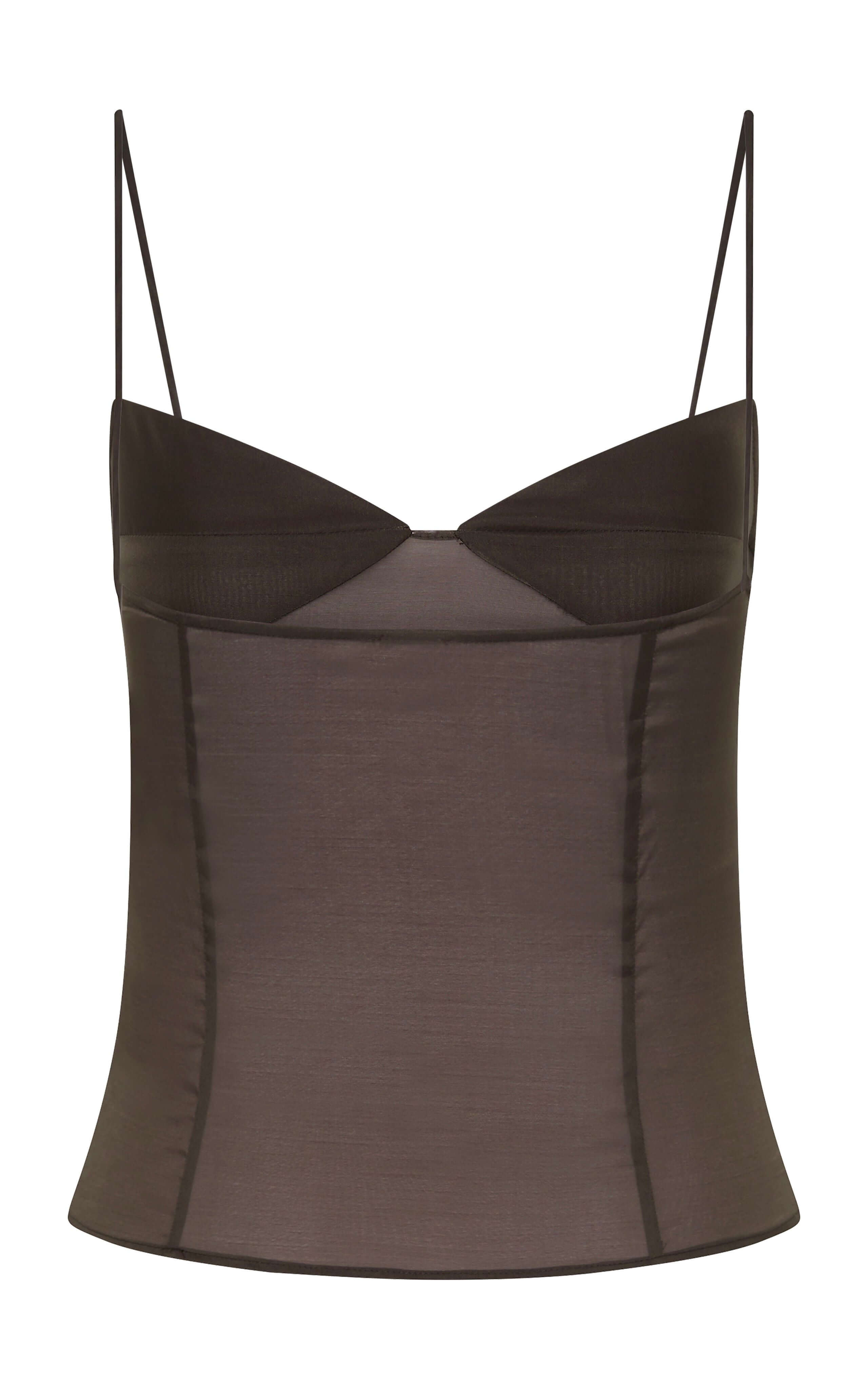 St. Agni Transparent Silk Cami in Black Olive 