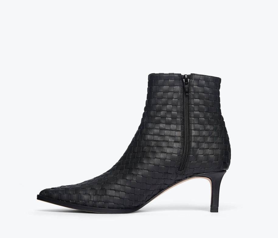 Heidi Woven Ankle Boot | Black Closed Woven Calf