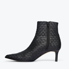Heidi Woven Ankle Boot | Black Closed Woven Calf