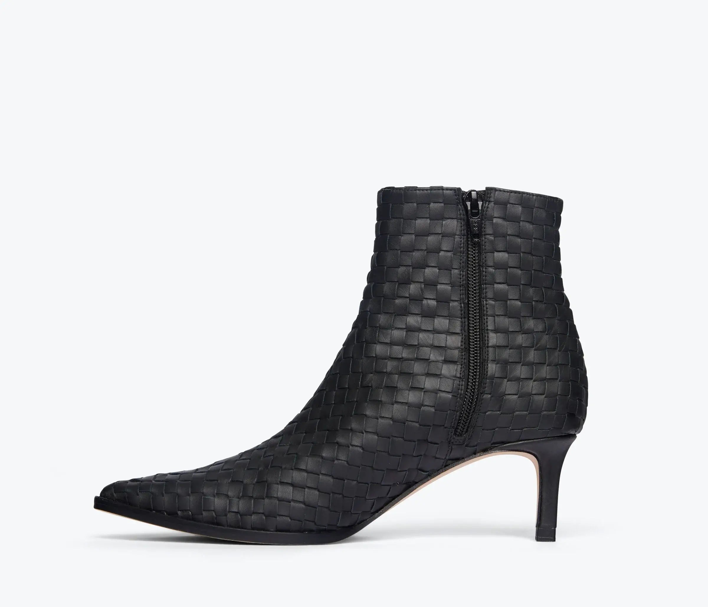Heidi Woven Ankle Boot | Black Closed Woven Calf