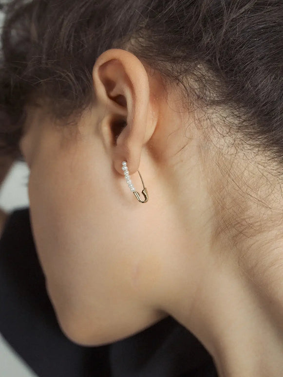 Loren Stewart Standard Friendship Safety Pin Earring With Pearls 
