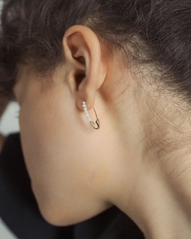 Loren Stewart Standard Friendship Safety Pin Earring With Pearls 