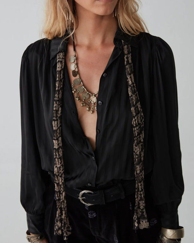 Satin Night Marie Blouse in Dark Room